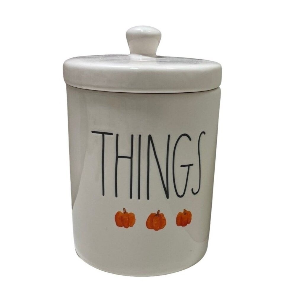 Rae Dunn Bathroom "THINGS" Orange Pumpkin White with Black LL New Witout Tags